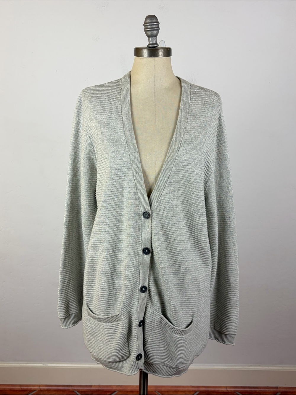 Carbon2Cobalt Texture Stripe Cardigan in Grey